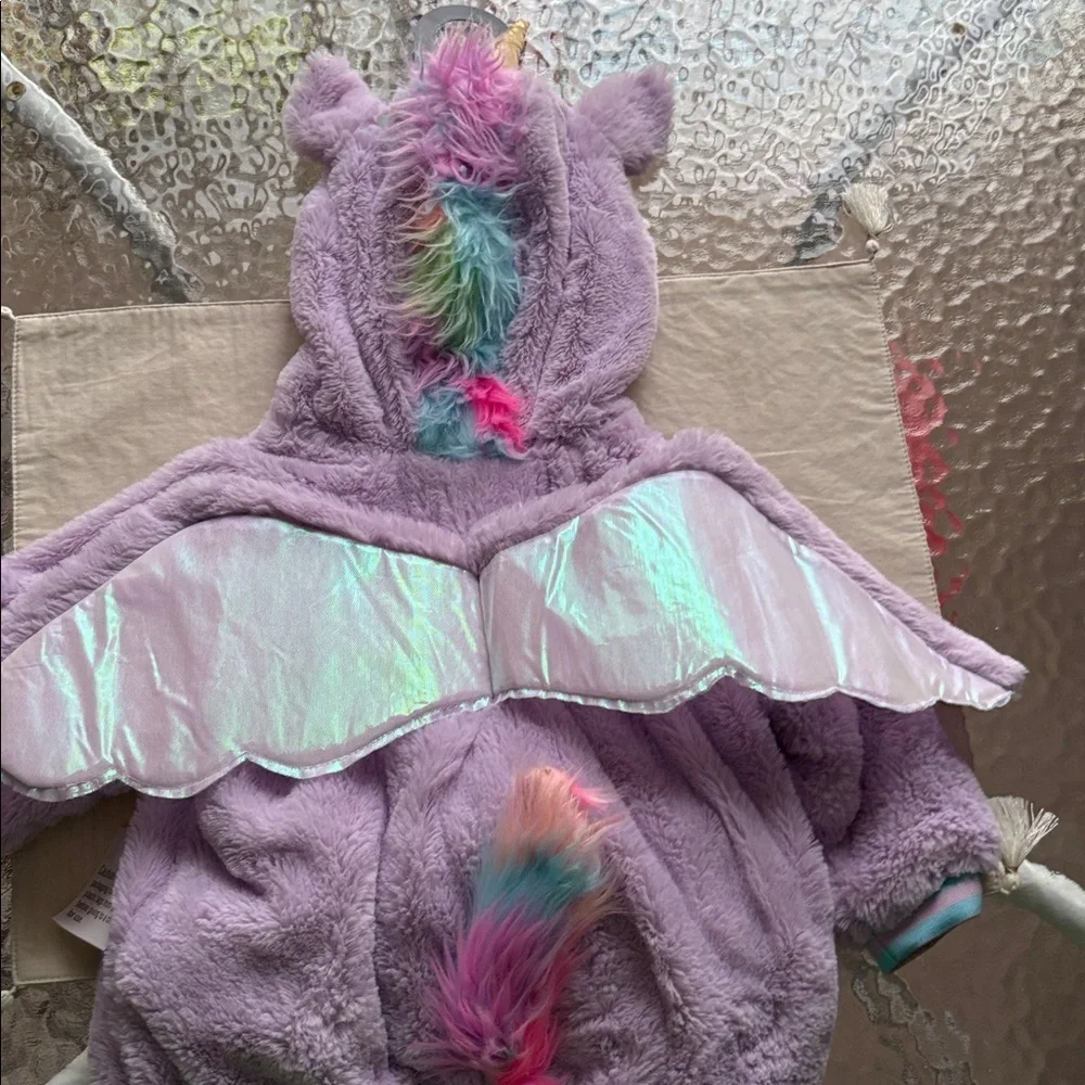 New- Toddler whimsical Rainbow Fleece   Unicorn Hooded Coat - Sweater Pullover